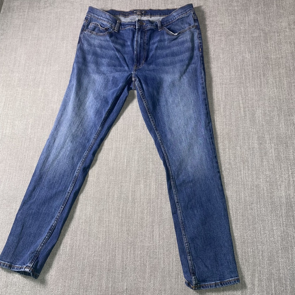 Michael Kors Mens Parker Slim Fit Jeans 36x32 Blue Denim Faded Streetwear Grunge
